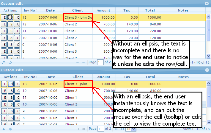 Example: jQGrid with/without ellipsis